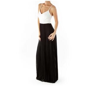 Ali and Jay Womens Chiffon Sleeveless Maxi Cocktail Dress Black White Medium